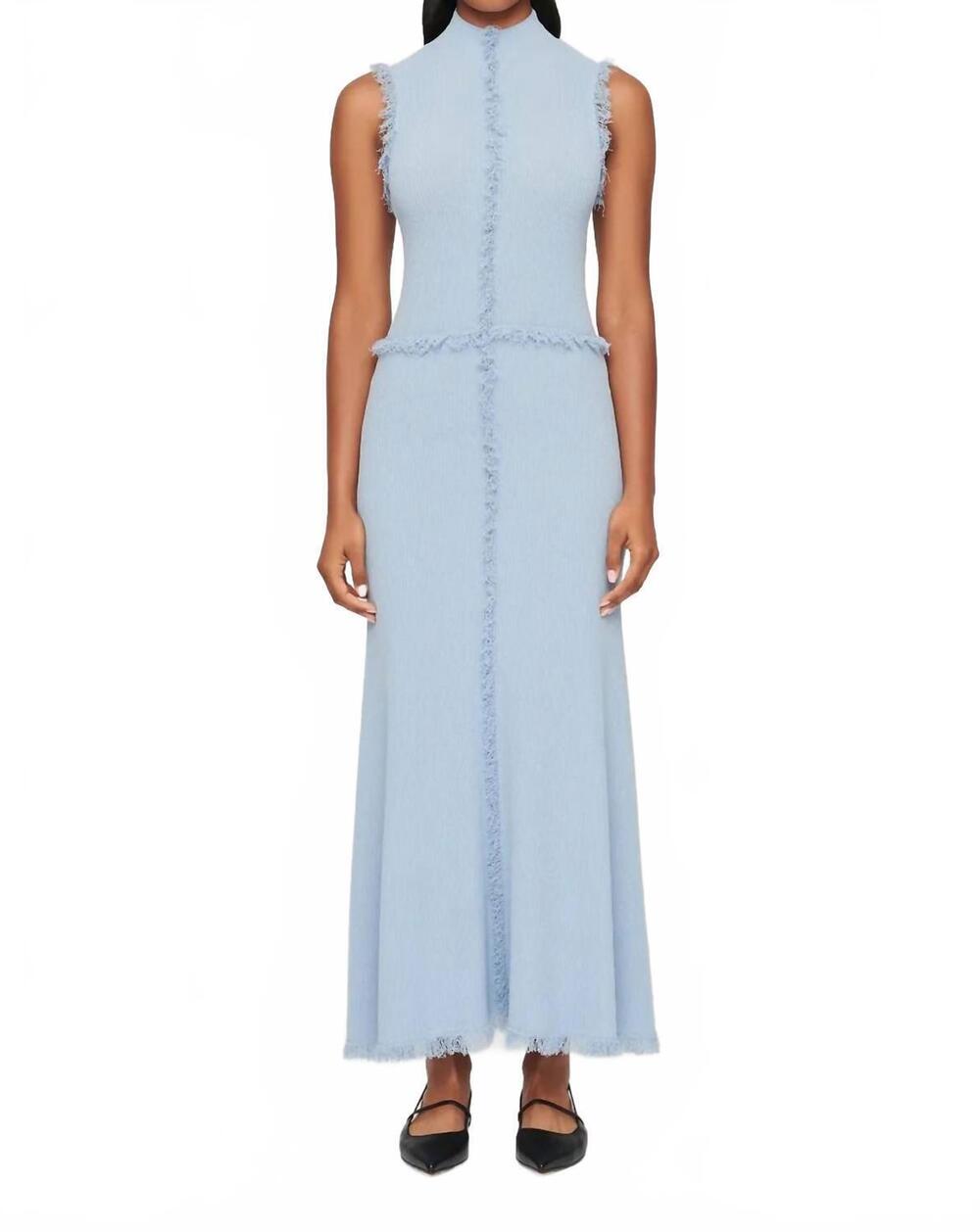NEW CLEA avalon fringe knit dress in blue tint